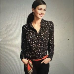 Cabi #3423 Ferris Black Printed Long Sleeve Button Down Career Blouse Large